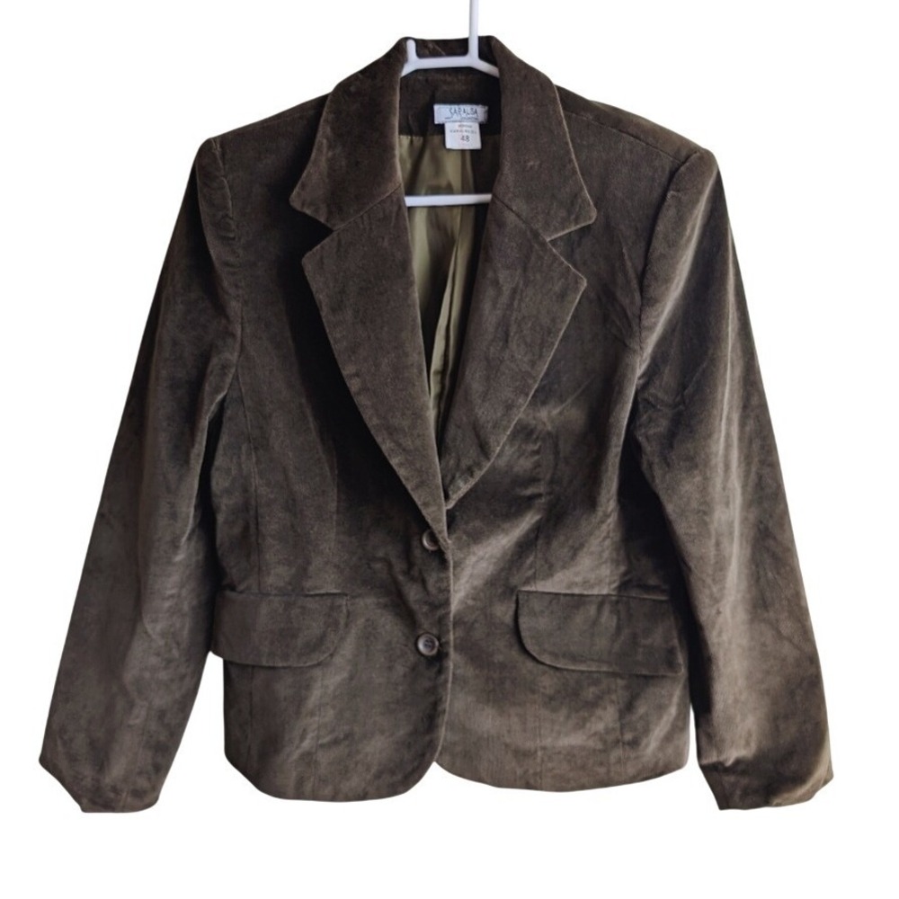 Vintage 90s Poetcore Polished Silhouette Brown Suede Structured Tailored Jacket